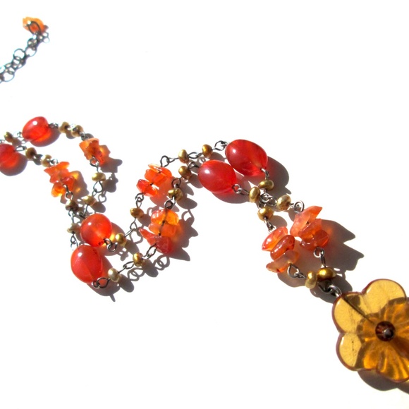 🌼🧡❤️ COUSIN CLAUDINE Carnelian Agate Necklace - Picture 6 of 16